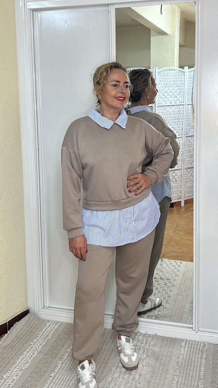 conjunto neopreno camisero taupe