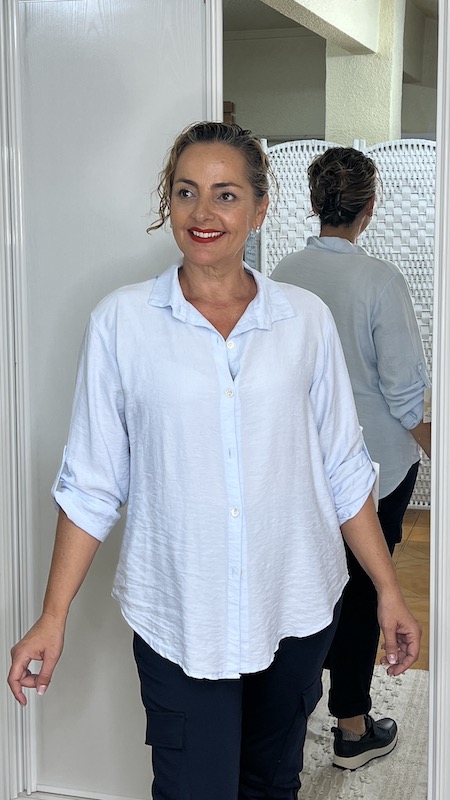 camisa algodón celeste