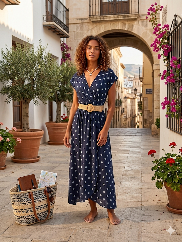 Vestido Lunares Marino
